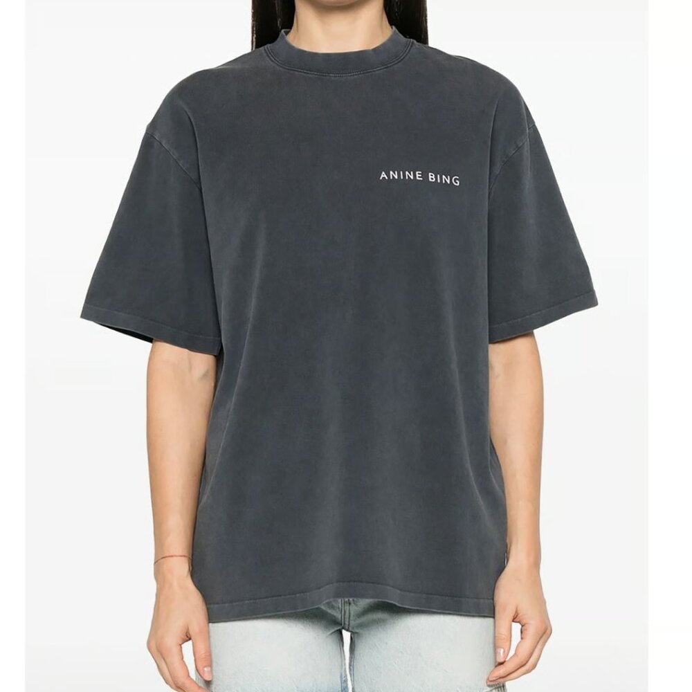 Anine Bing Kent Tee Twisted Snake - Washed Charcoal Size XS